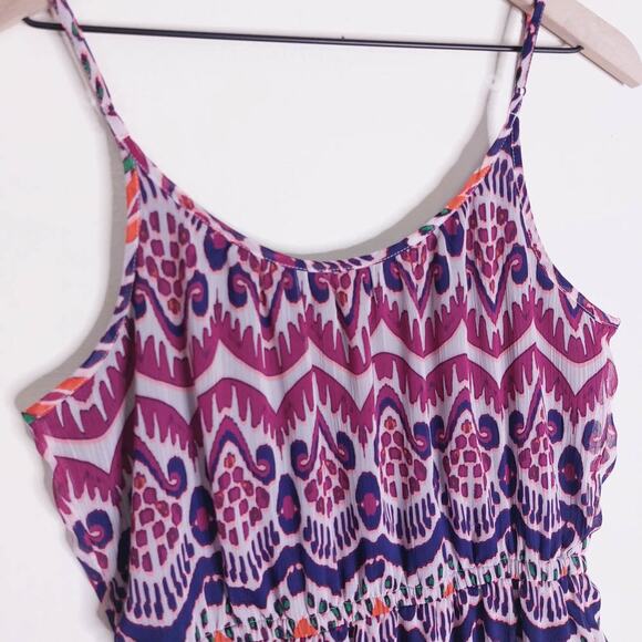 GAP Sheer Overlay Boho Aztec Spaghetti Strap Short Dress Large - Picture 3 of 9